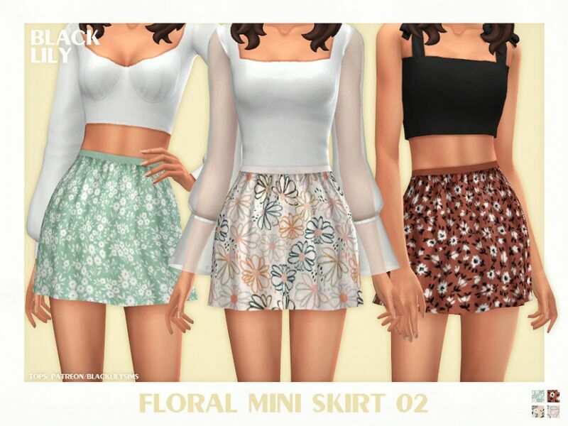 Floral Mini Skirt 02 Sims 4 CC