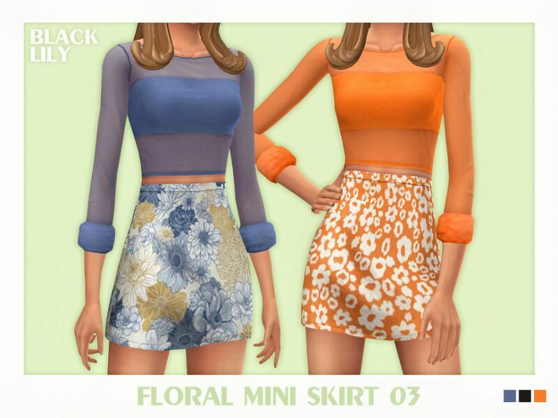 Floral Mini Skirt 03 Sims 4 CC