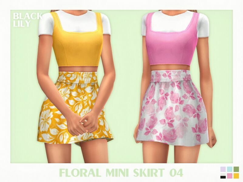 Floral Mini Skirt 04 Sims 4 CC