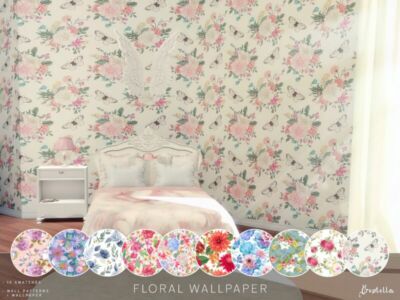 Floral Wallpaper By Creptella Sims 4 CC