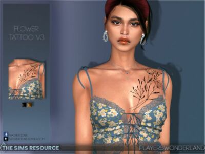 Flower Tattoo 03 By Playerswonderland Sims 4 CC