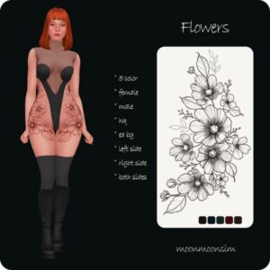 Flowers Tattoo By Moonmoonsim Sims 4 CC