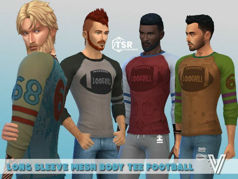 Football Long Sleeve Mesh TEE Sims 4 CC Download