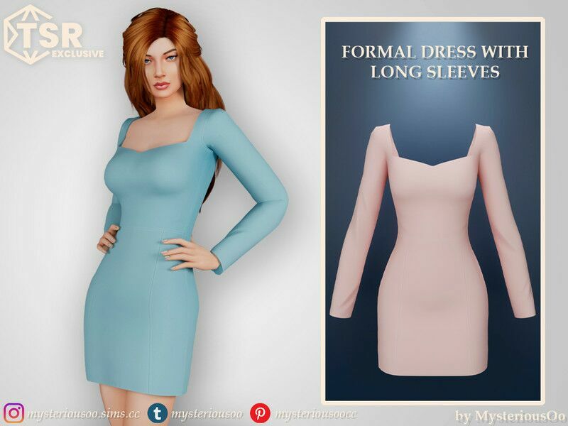 Formal Dress With Long Sleeves By Mysteriousoo Sims 4 CC