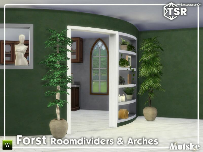 sims 4 cc forst curved bookcases and arches model 5 by mutske 3