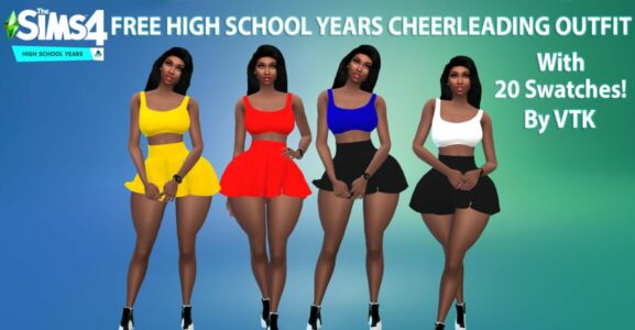 Free High School Cheerleading Outfit By VTK By VTK Sims 4 CC