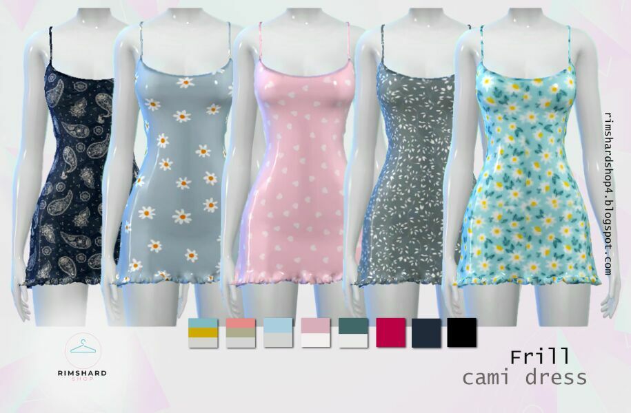 Frill Cami Dress By Rimshard Sims 4 CC