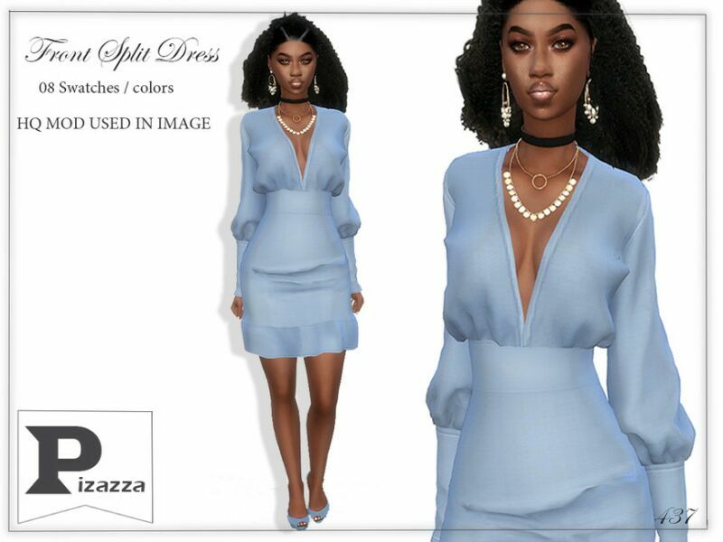 Front Split Dress By Pizazz Sims 4 CC