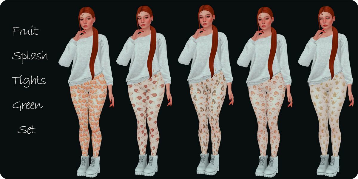 Fruit Splash Tights Green SET By Moonmoonsim Sims 4 CC