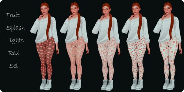 Fruit Splash Tights RED SET By Moonmoonsim Sims 4 CC