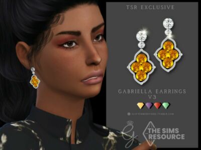 Gabriella Earrings V3 By Glitterberryfly Sims 4 CC