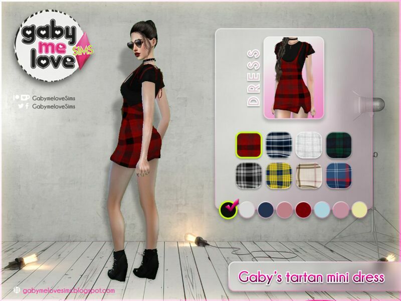 sims 4 cc gabys tartan mini dress 2