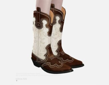 Ganni Embroidered Western Boots By Charonlee Sims 4 CC