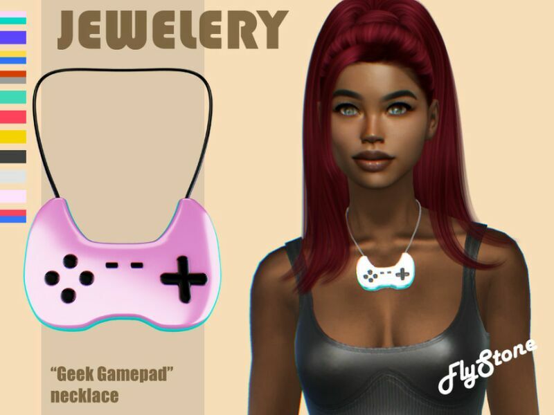 Geek “Gamepad” Necklace By Flystone Sims 4 CC