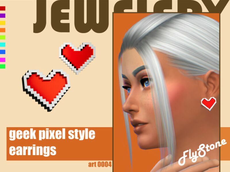 Geek Pixel Style Earrings By Flystone Sims 4 CC