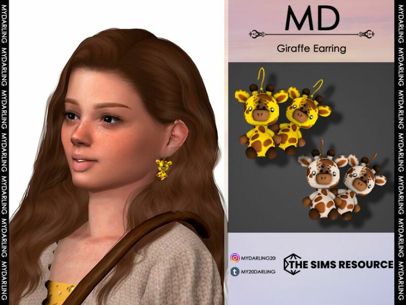 Giraffe Earring Child By Mydarling20 Sims 4 CC