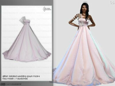 Glitter Detail Wedding Gown MC341 By Mermaladesimtr Sims 4 CC