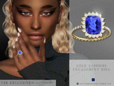 Gold Sapphire Engagement Ring / Rings Sims 4 CC