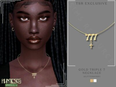 Gold Triple 7 Necklace Sims 4 CC