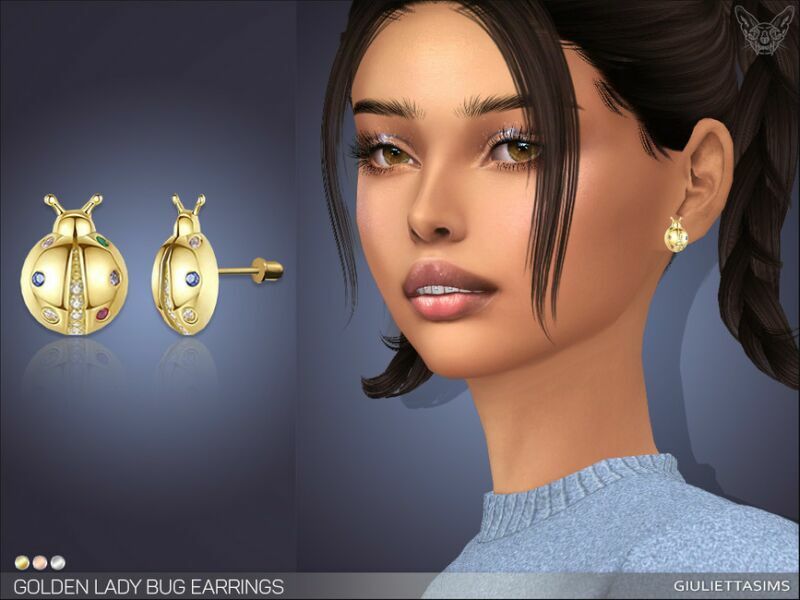 Golden Lady BUG Earrings By Feyona Sims 4 CC