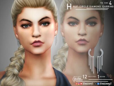 Half Circle Diamonds Earrings By Mazero5 Sims 4 CC