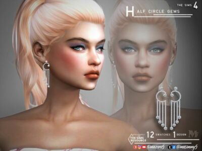 Half Circle Gems Earrings By Mazero5 Sims 4 CC