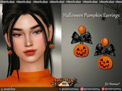 Halloween Pumpkin Earrings By Wisteriasims Sims 4 CC