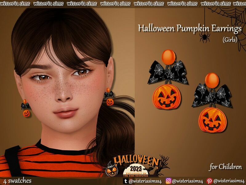 Halloween Pumpkin Earrings For Children By Wisteriasims Sims 4 CC