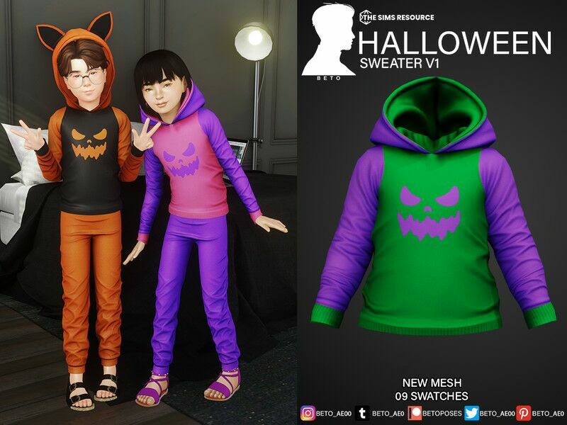 Halloween (Sweater V1 – Child Version) Sims 4 CC