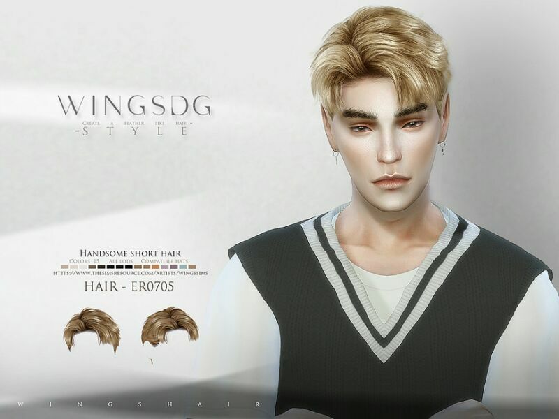 Handsome Short Hair – ER0705 By Wingssims Sims 4 CC