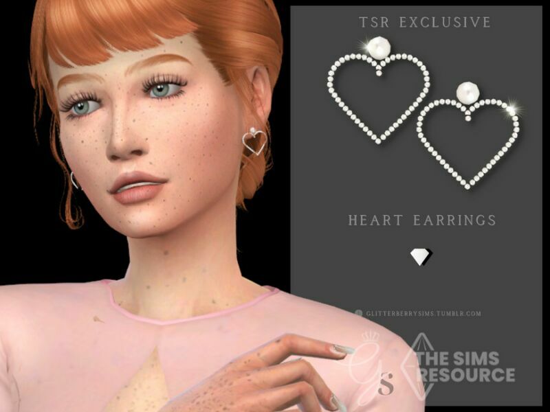 Heart Pearl Earrings By Glitterberryfly Sims 4 CC