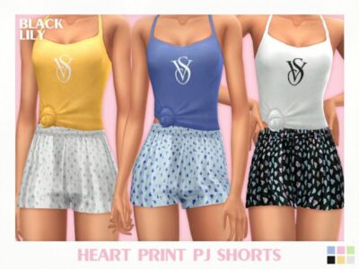 Heart Print PJ Shorts Sims 4 CC