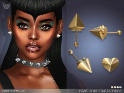 Heart Spike Stud Earrings By Feyona Sims 4 CC