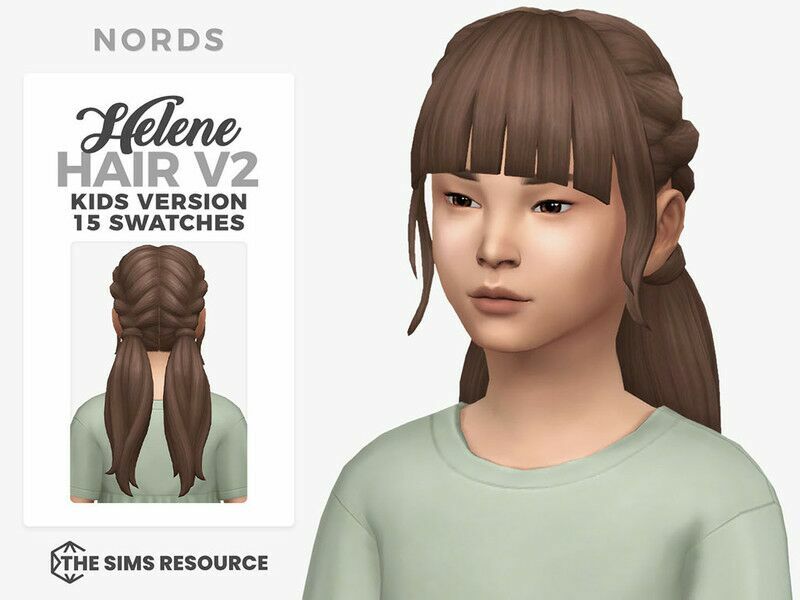 Helene Hair V2 For Kids Sims 4 CC