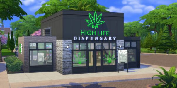 High Life Dispensary CC Build By Similebuilds Sims 4 CC