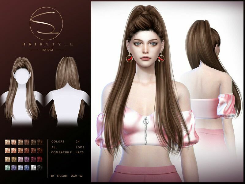 High Ponytail Hairstyle 020224 Sims 4 CC