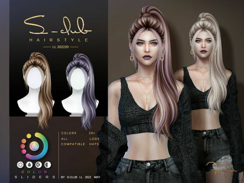 High Ponytail Long Hair(Taylor) By S-Club Sims 4 CC