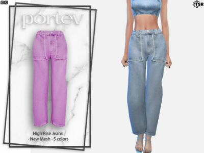 High Rise Jeans By Portev Sims 4 CC