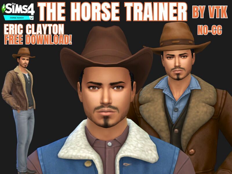 Horse Trainer Cowboy Erick Clayton By VTK Sims 4 CC