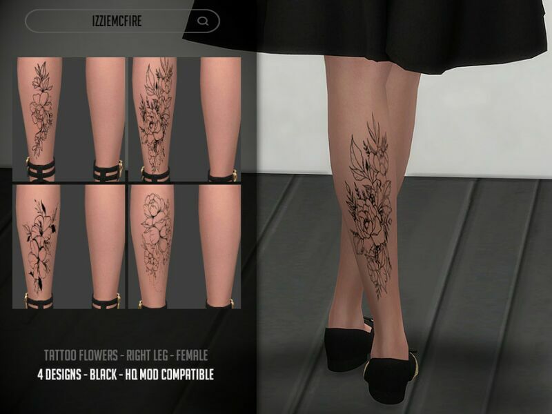 IMF Tattoo Flowers Calve By Izziemcfire Sims 4 CC