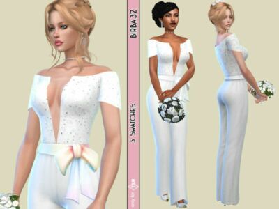 Ingrid Wedding Jumpsuit By Birba32 Sims 4 CC