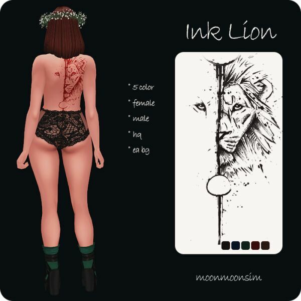 INK Lion Tattoo By Moonmoonsim Sims 4 CC