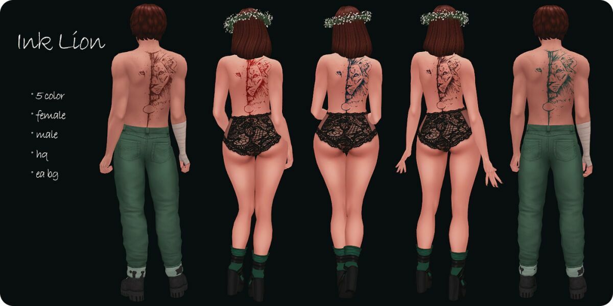 sims 4 cc ink lion tattoo by moonmoonsim 2