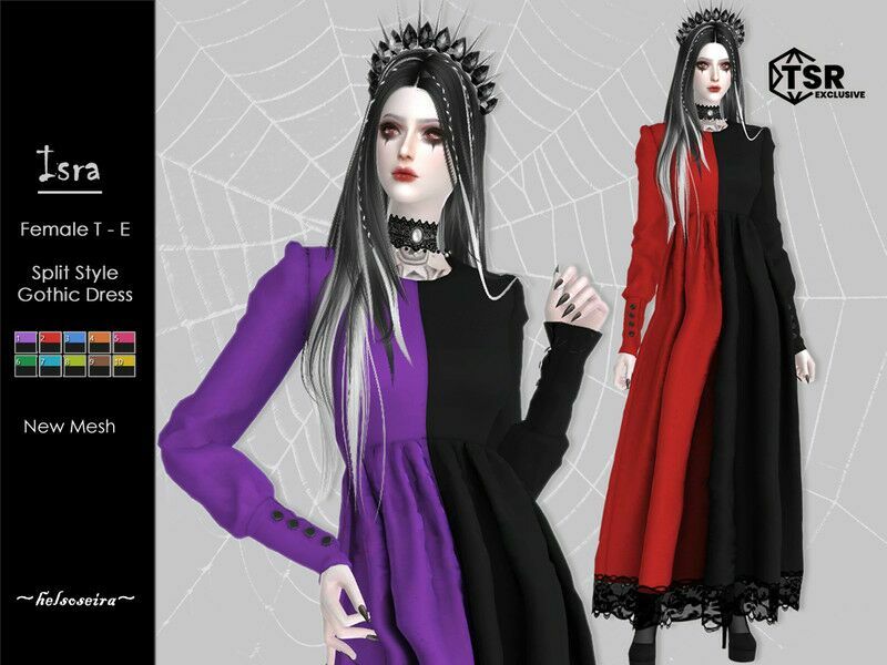 Isra – Gothic Long Dress By Helsoseira Sims 4 CC