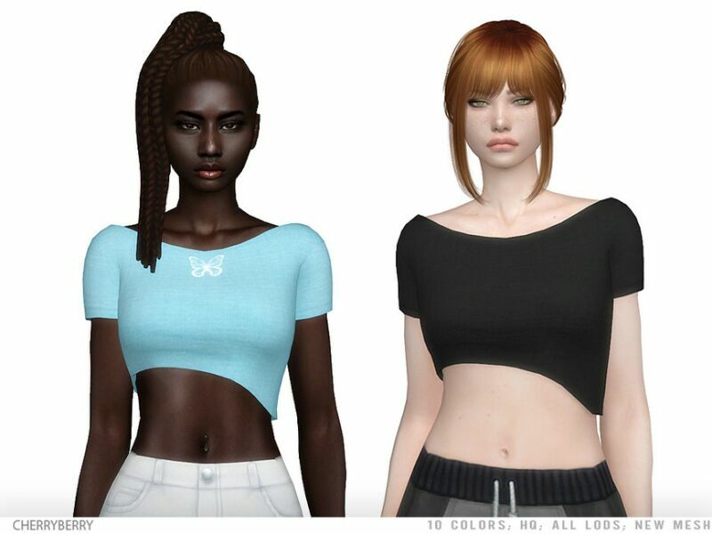 Jane – Crop TOP By Cherryberrysim Sims 4 CC