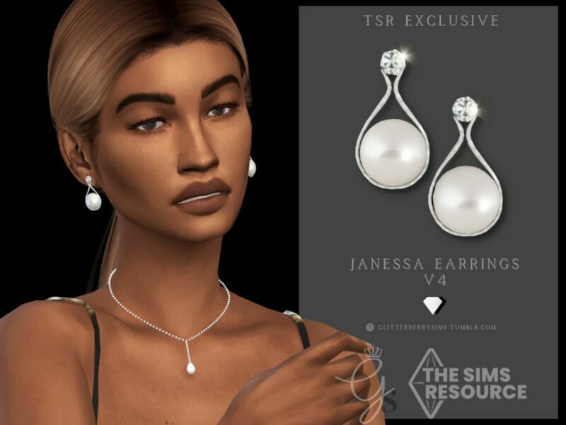 Janessa Earrings V4 By Glitterberryfly Sims 4 CC