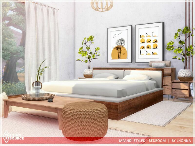 sims 4 cc japandi styled bedroom tsr cc only by lhonna 2