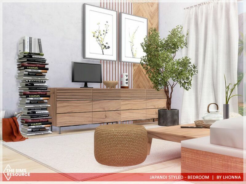 sims 4 cc japandi styled bedroom tsr cc only by lhonna 4