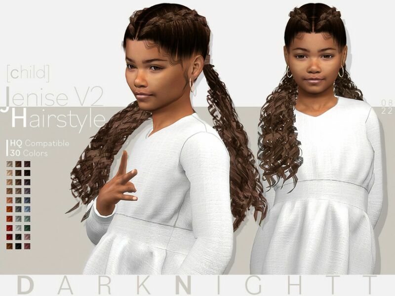 Jenise Hairstyle V2 [Child] By Darknightt Sims 4 CC