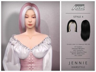 Jennie Style 4 (Hairstyle) Sims 4 CC